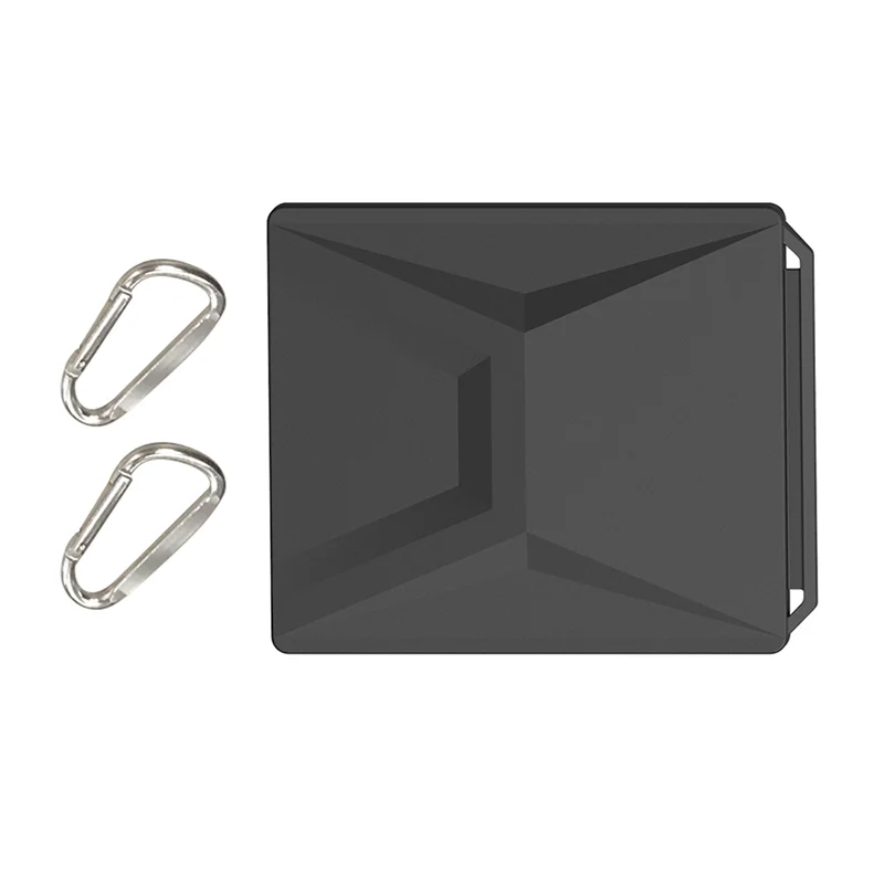 Black silicone Starlink Mini protective cover with carabiner, designed for full coverage and outdoor portability.