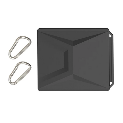Black silicone Starlink Mini protective cover with carabiner, designed for full coverage and outdoor portability.