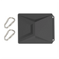 Black silicone Starlink Mini protective cover with carabiner, designed for full coverage and outdoor portability.