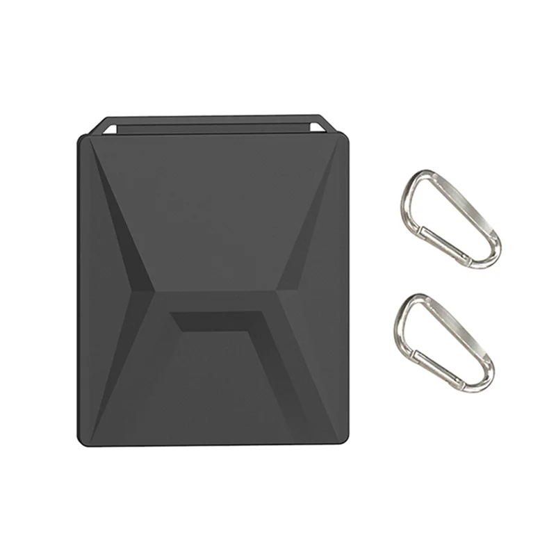 Black silicone protective cover with carabiner for Starlink Mini, providing full coverage and outdoor portability.