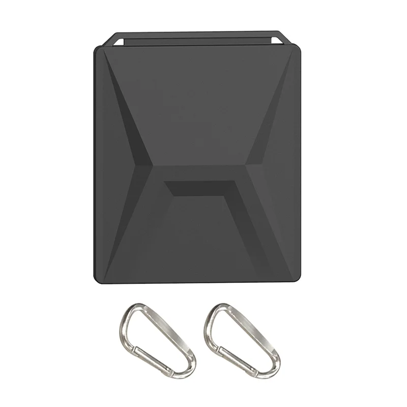 Black silicone protective cover for Starlink Mini with carabiner, designed for full coverage and outdoor portability.