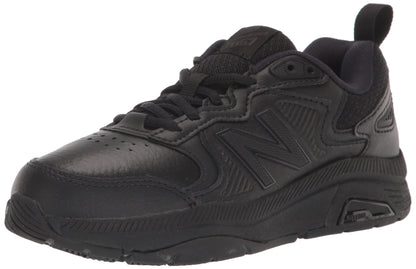 New Balance Women's 857 V3 casual comfort cross trainer shoes in black and black, size 9, featuring a sleek sporty design.