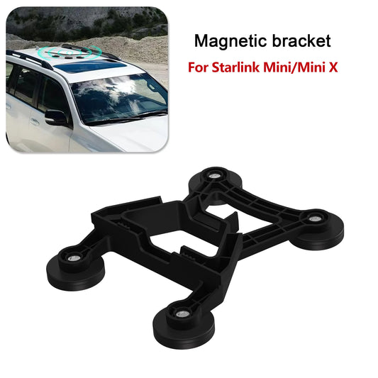 Black Starlink Mini/Mini X roof mounting bracket with 4 magnetic bases for secure satellite internet kit installation.