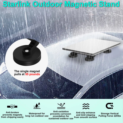 Black Starlink Mini/Mini X roof mounting bracket with four magnetic bases, designed for satellite internet kits by BACKUPMYFILESNOW.COM®.