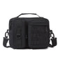 Black camo trekking tactical backpack with shoulder straps, ideal for hiking, camping, climbing, and outdoor adventures.