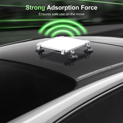Black car-mounted magnetic antenna signal receiving bracket tool for Starlink Mini installation by BACKUPMYFILESNOW.COM®