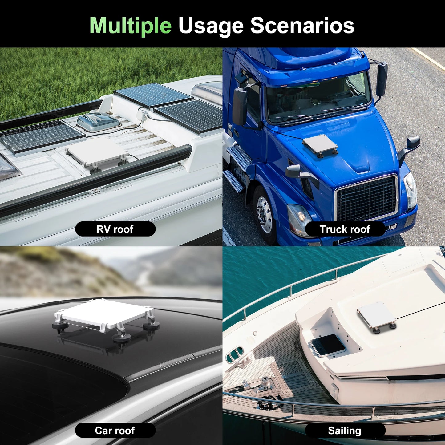 Black car-mounted magnetic antenna signal receiving bracket for Starlink Mini installation, compatible with backupmyfilesnow.com accessories