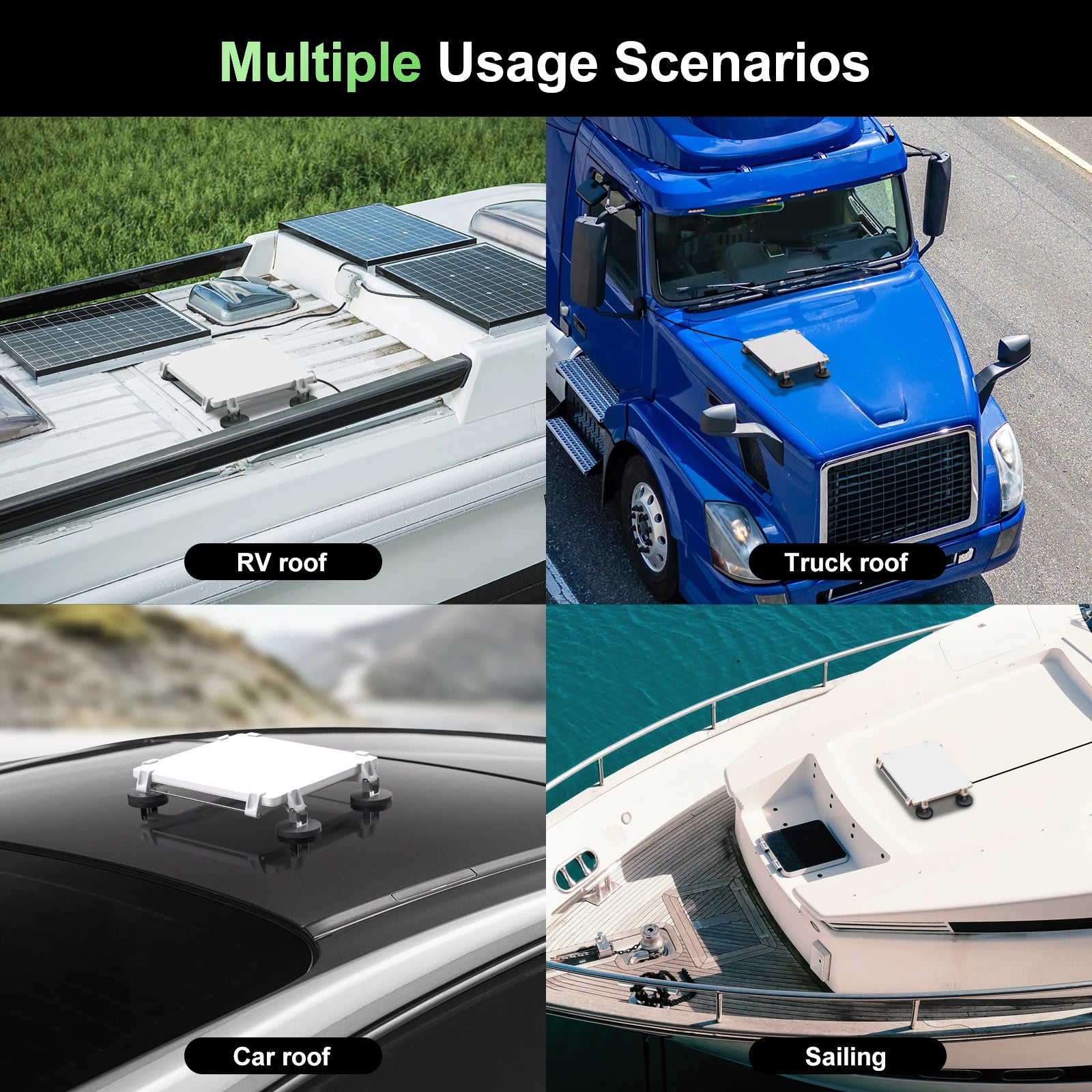 Black car-mounted magnetic antenna signal receiving bracket for Starlink Mini installation, compatible with backupmyfilesnow.com accessories