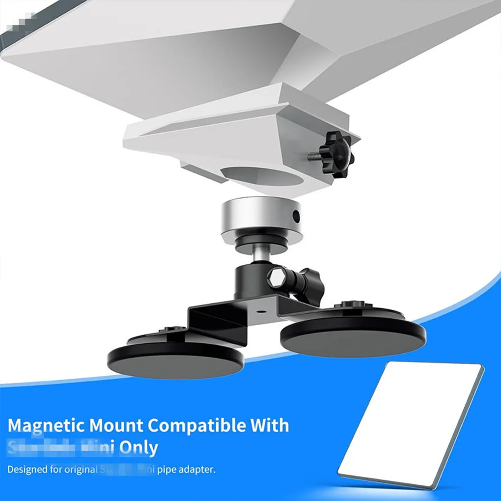 Black 360° magnetic car roof mount bracket for Starlink Mini, with strong suction and adjustable angle for vehicle or RV installation.