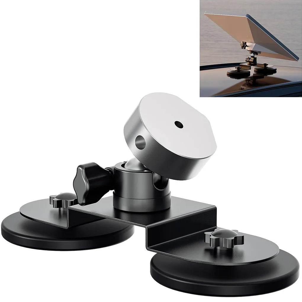 Black 360° magnetic car roof mount for Starlink Mini with strong suction and adjustable angle, compatible with cars and RVs.