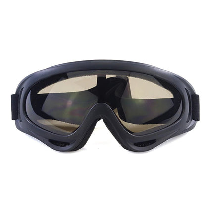 Black safety anti-UV glasses for work, protective goggles, windproof, dust-proof, tactical design for labor and rider protection.