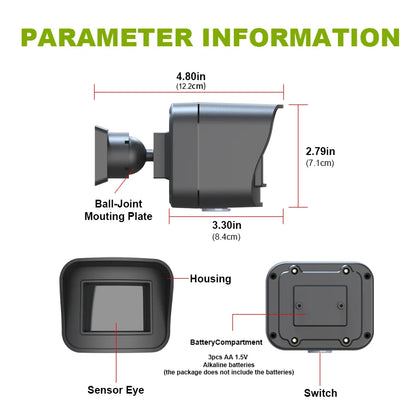 Black outdoor smart home security sensor with weather resistance, WiFi motion detector, and remote app notifications compatible with Alexa.