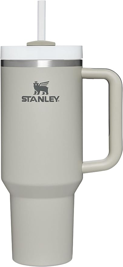 Black Stanley Quencher H2.0 FlowState stainless steel vacuum insulated tumbler with lid and straw for water, iced tea, or coffee.