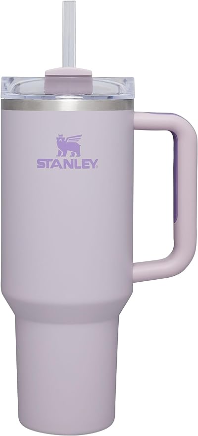 Black Stanley Quencher H2.0 FlowState stainless steel vacuum insulated tumbler with lid and straw for water, iced tea, or coffee.