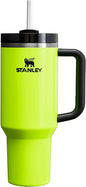 Black Stanley Quencher H2.0 FlowState stainless steel vacuum insulated tumbler with lid and straw for water, iced tea, or coffee.