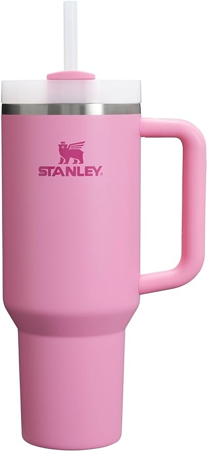Black Stanley Quencher H2.0 FlowState stainless steel vacuum insulated tumbler with lid and straw for water, iced tea, or coffee.