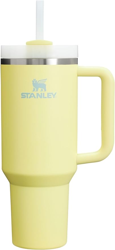 Black Stanley Quencher H2.0 FlowState stainless steel vacuum insulated tumbler with lid and straw for water, iced tea, or coffee.