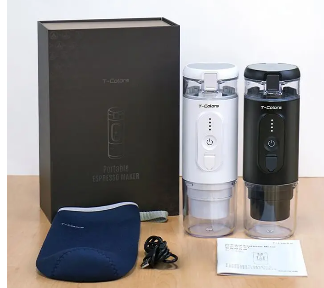 Black BackupMyFilesNow.com coffee maker with digital display and brewing carafe for fresh coffee brewing at home or office.