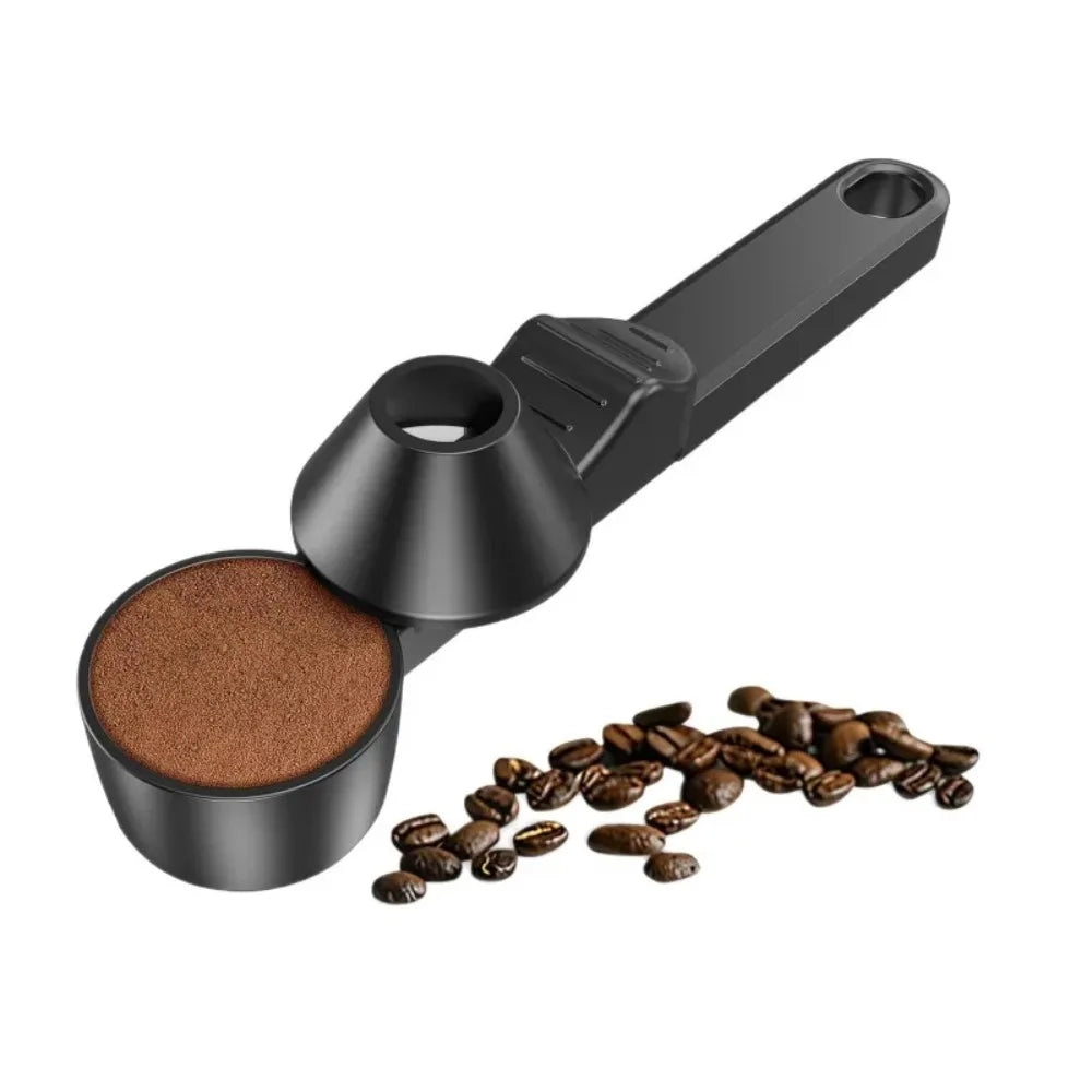 Black coffee slide spoon with long handle, large capacity, leak-proof circular design, practical and easy to operate.