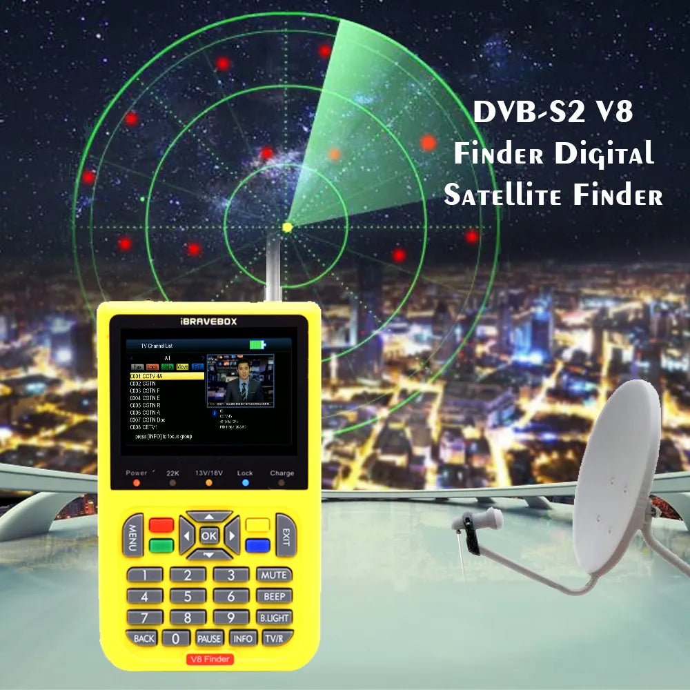 Black HD Satellite Finder IBRAVEBOX V8 from BACKUPMYFILESNOW.COM® plugged into an electrical outlet in Australia.