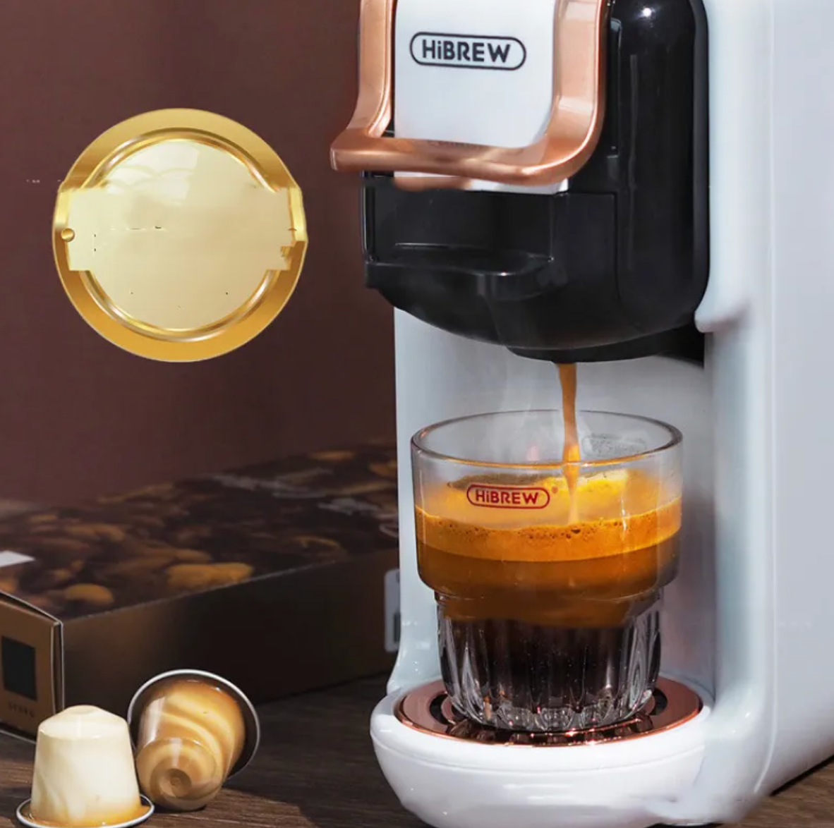 Black BACKUPMYFILESNOW.COM® Espresso Capsule Coffee Machine with sleek design and compact size.