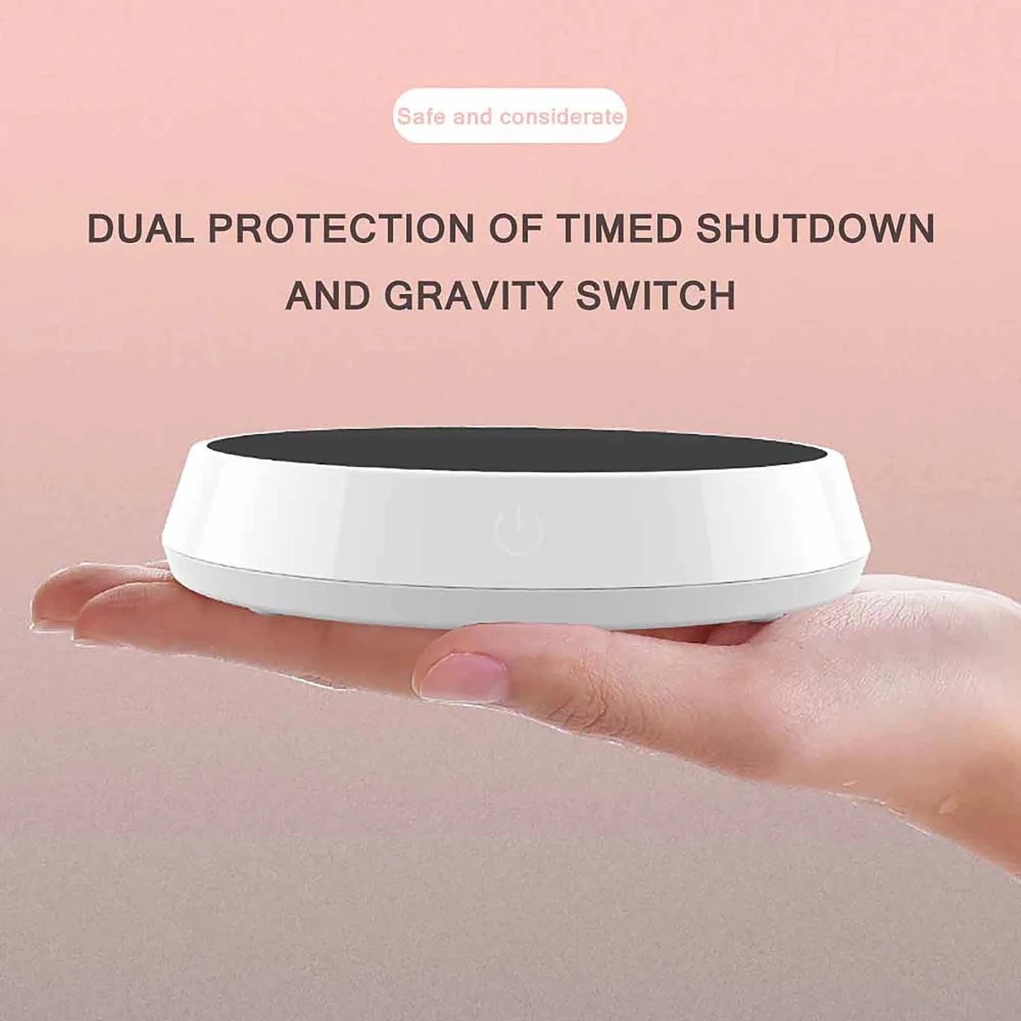 Black Xiaomi Mug Heater with large heating plate, smart gravity-induction coffee mug warmer and constant temperature warming pad.