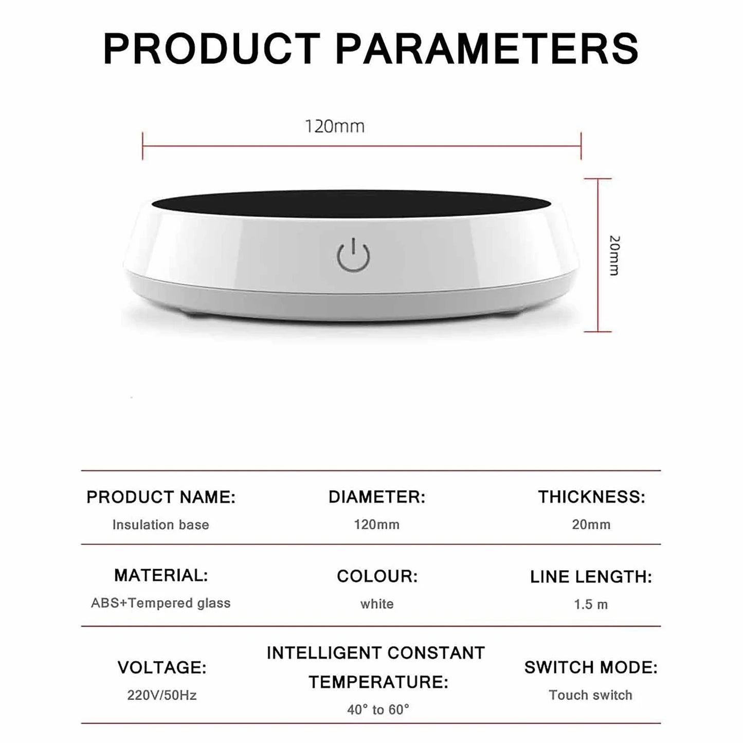 Black Xiaomi mug heater with large heating plate, smart gravity-induction coffee warmer, constant temperature warm mat for mugs.