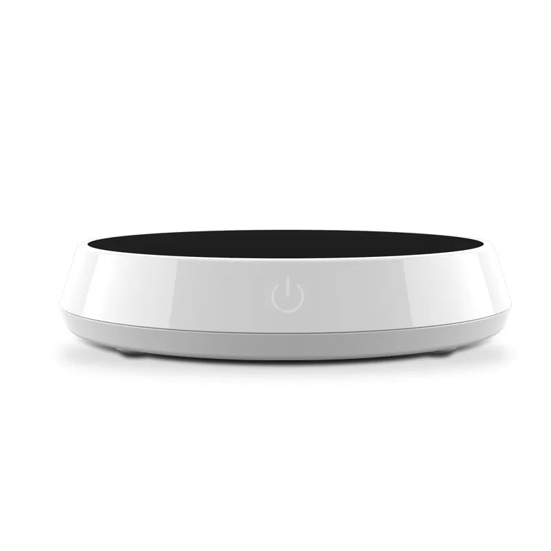 Black Xiaomi coffee mug heater with large heating plate, smart gravity induction, and constant temperature warm mat for hot beverages.