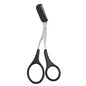 Black eyebrow scissors and comb set from BACKUPMYFILESNOW.COM®, featuring precision tools for grooming eyebrows.