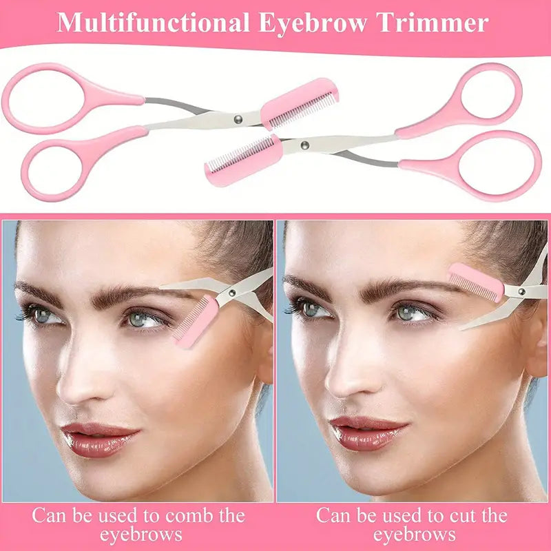 Black eyebrow scissors and comb set from BACKUPMYFILESNOW.COM® with precision tools for grooming eyebrows.