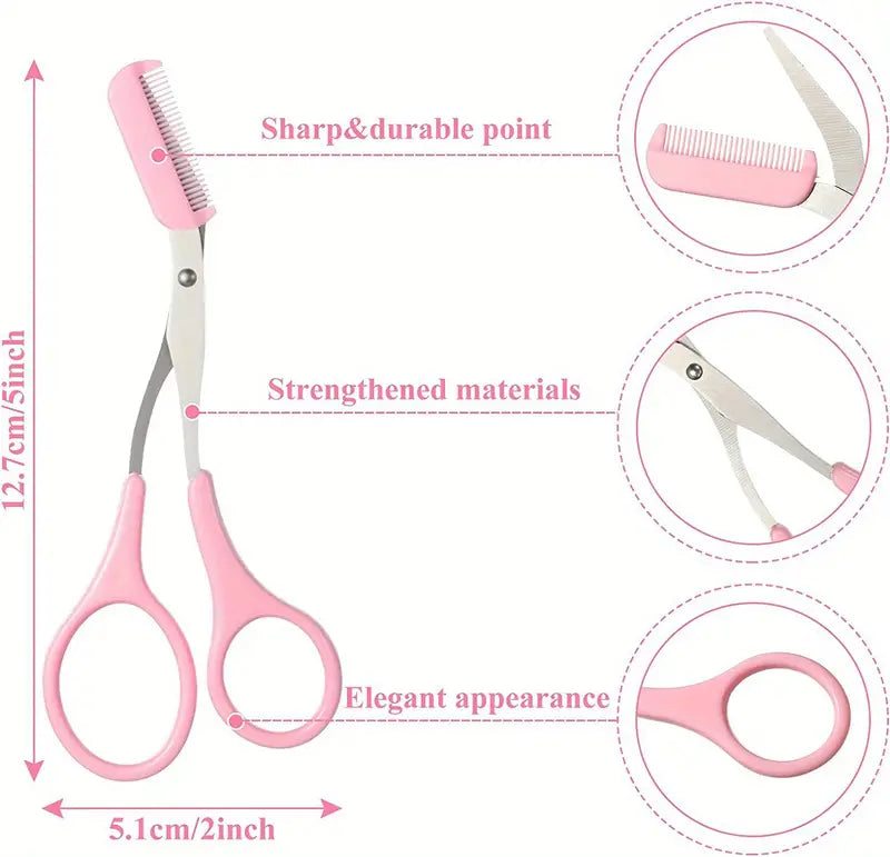 Black eyebrow scissors and comb set from BACKUPMYFILESNOW.COM®, featuring precision tools for grooming eyebrows.