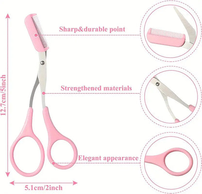Black eyebrow scissors and comb set from BACKUPMYFILESNOW.COM®, featuring precision tools for grooming eyebrows.