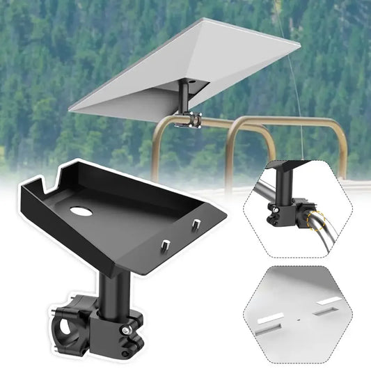 Starlink Gen 3 metal mount kit with round tube pipe adapter and installation bracket for RV roof top fixing clip stand.