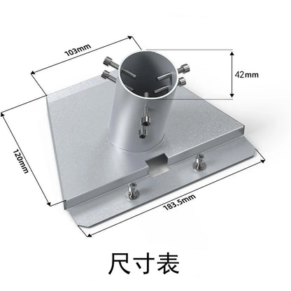Starlink Gen 3 metal mount kit round tube pipe adapter bracket for RV roof installation, shown with black mounting components