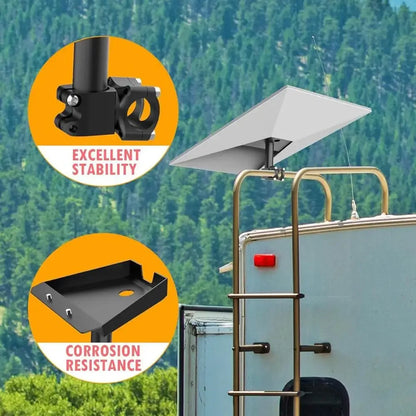 Starlink Gen 3 metal mount kit with round tube pipe adapter and RV roof installation bracket for secure satellite dish mounting