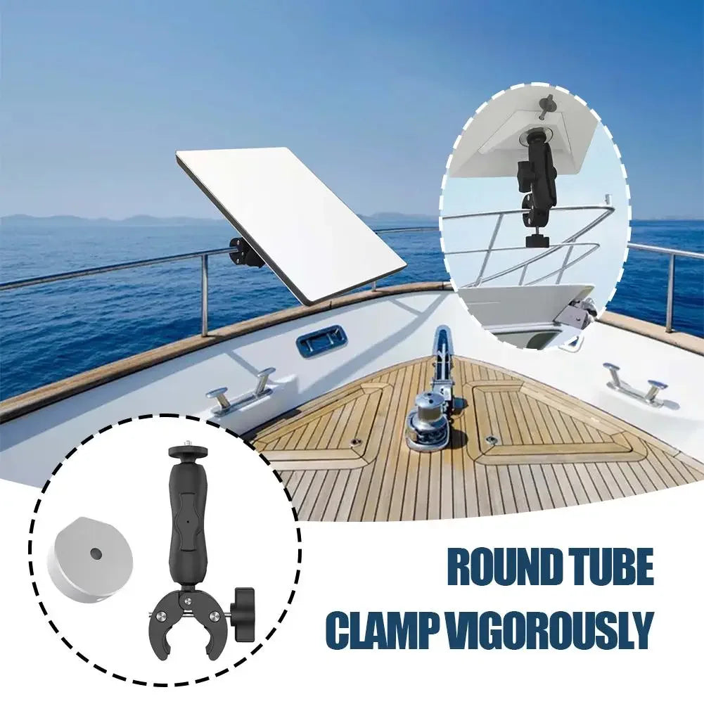 Black aluminum alloy Starlink Mini 2024 round tube bracket adapter and pea pod stand mounting kit for Starlink Mini accessories.