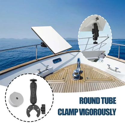 Black aluminum alloy Starlink Mini 2024 round tube bracket adapter and pea pod stand mounting kit for Starlink Mini accessories.