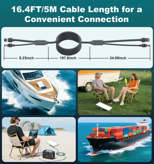 Starlink Mini Ethernet and USB-C data and fast charging cable, 5 meters long, black, compatible with Starlink Mini.
