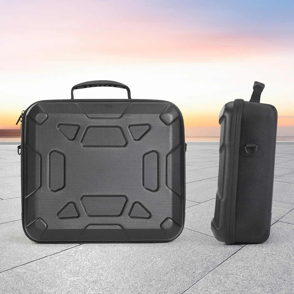 Black Starlink Mini protective storage bag with dual carry handles, waterproof design, and space for power cords, by BACKUPMYFILESNOW.COM®.