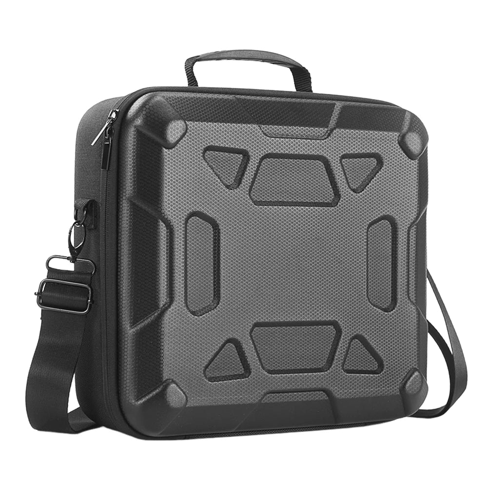 Black Starlink Mini protective storage bag with dual carry options, waterproof design, and power cord storage for travel.