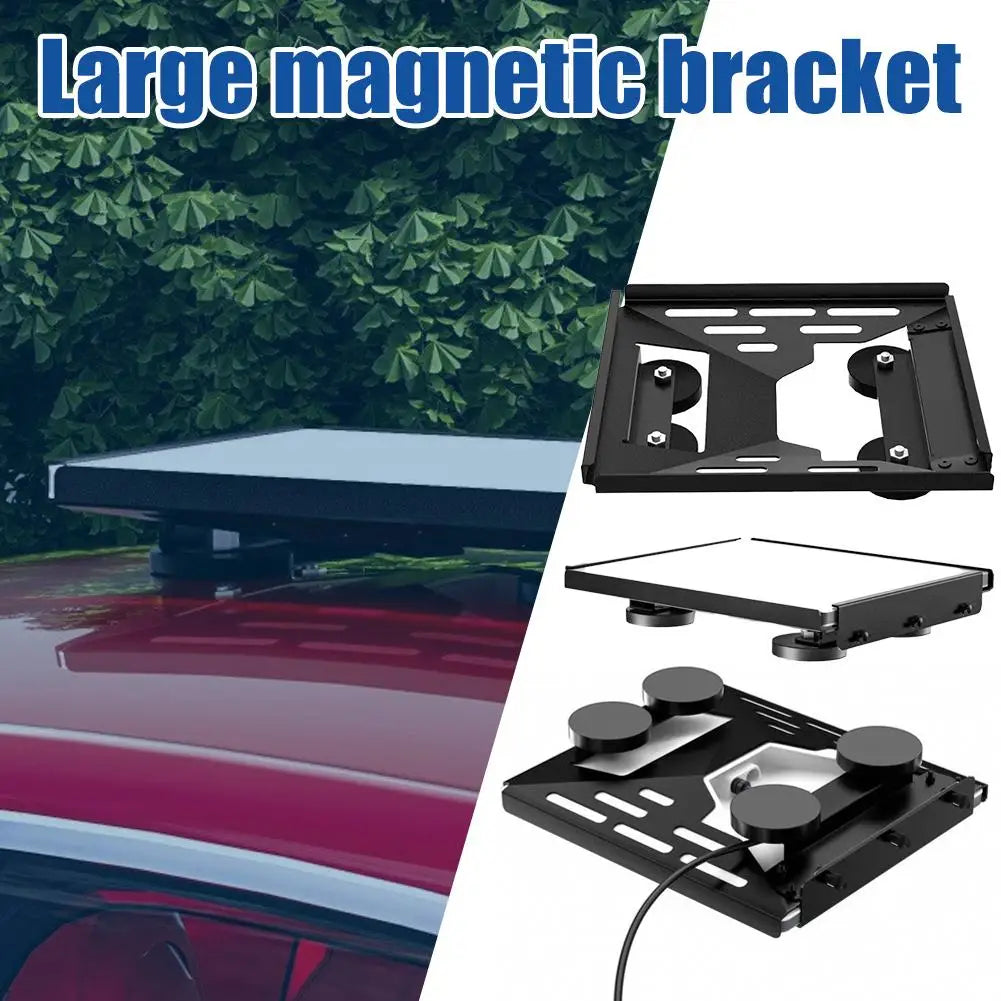 Black Starlink Mini roof magnetic mounting bracket kit with handle for RV, car, and vehicle roof rack installation.