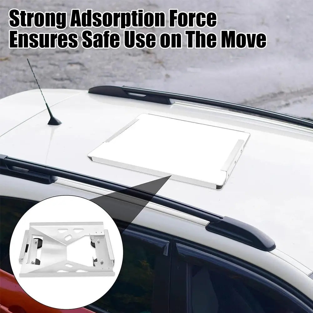 Black Starlink Mini roof magnetic mounting bracket kit with handle, designed for RV roof racks and vehicle installation.