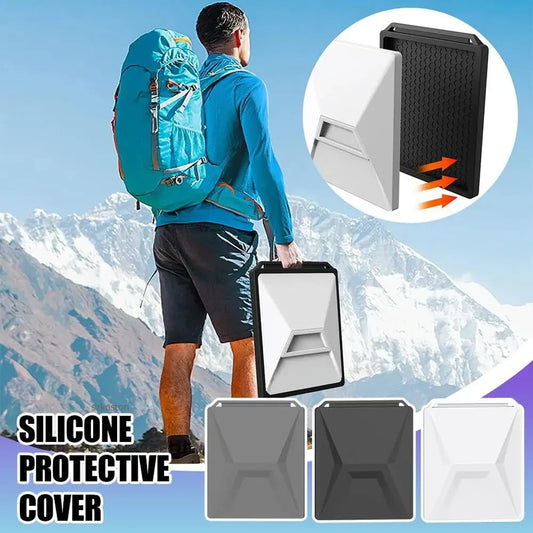 Black silicone protective case for Starlink Mini, offering anti-drop shockproof and waterproof protection for outdoor use.