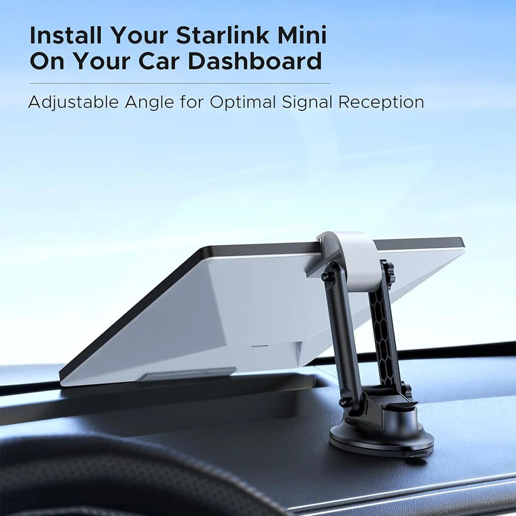 Black Starlink Mini vehicle-mounted satellite receiver suction cup bracket by BACKUPMYFILESNOW.COM for easy installation.
