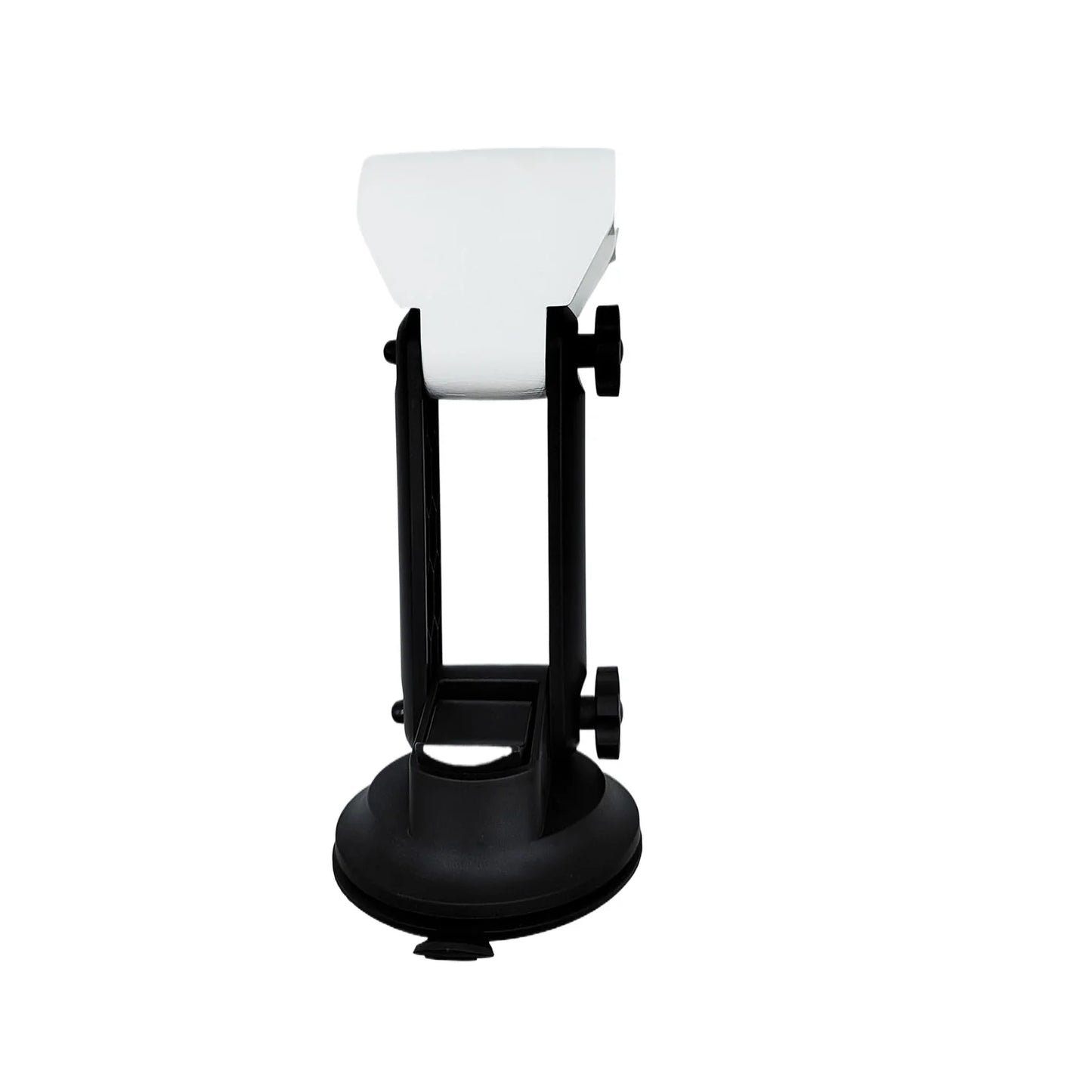Black Starlink Mini satellite receiver mounted on vehicle with suction cup bracket, easy to install and secure.