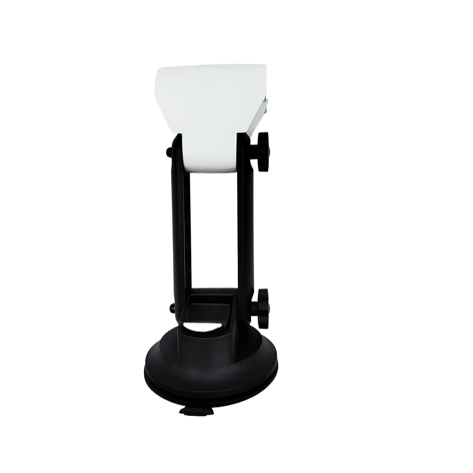 Black Starlink Mini satellite receiver mounted on vehicle with suction cup bracket, easy to install and secure.