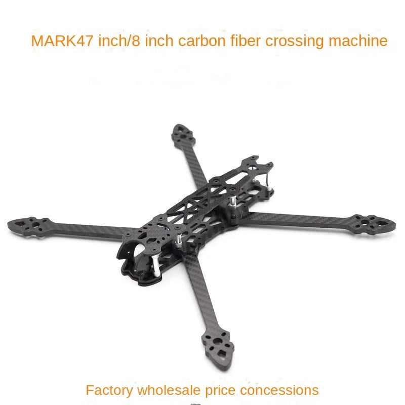 Black 7 and 8-inch carbon fiber drone frame MK4 for FPV racing, lightweight design, compatible with SPEEDYBEE 2806 motors.