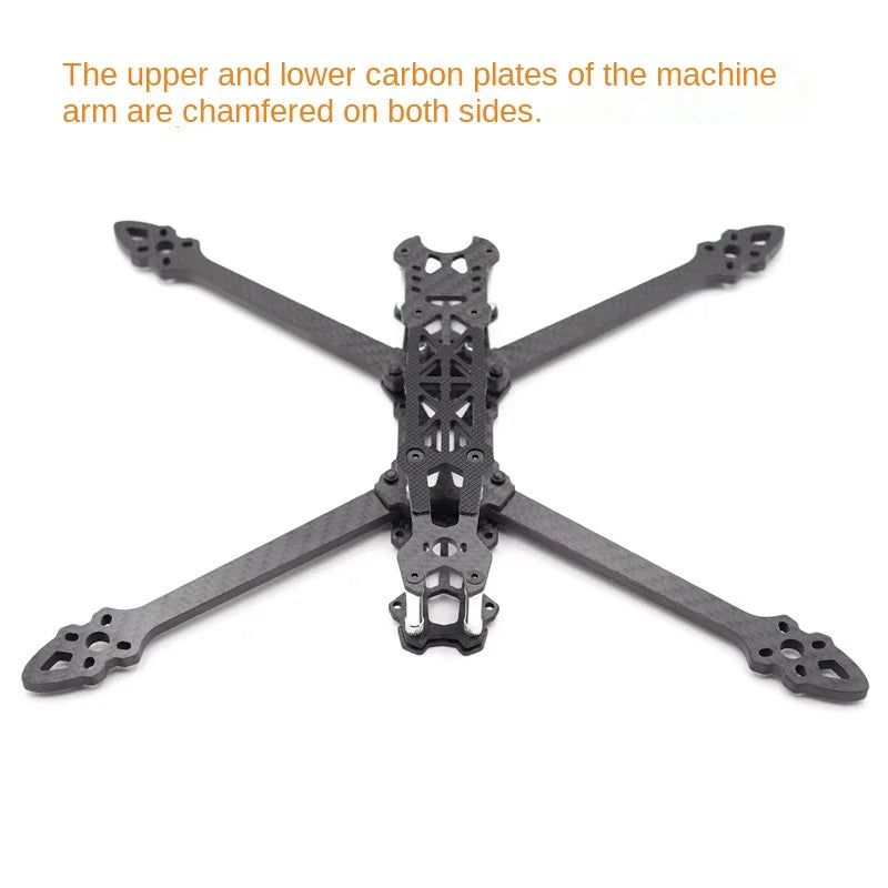 Black 7-8 inch carbon fiber drone frame MK4 for FPV crossing, lightweight design compatible with SPEEDYBEE 2806 motors.