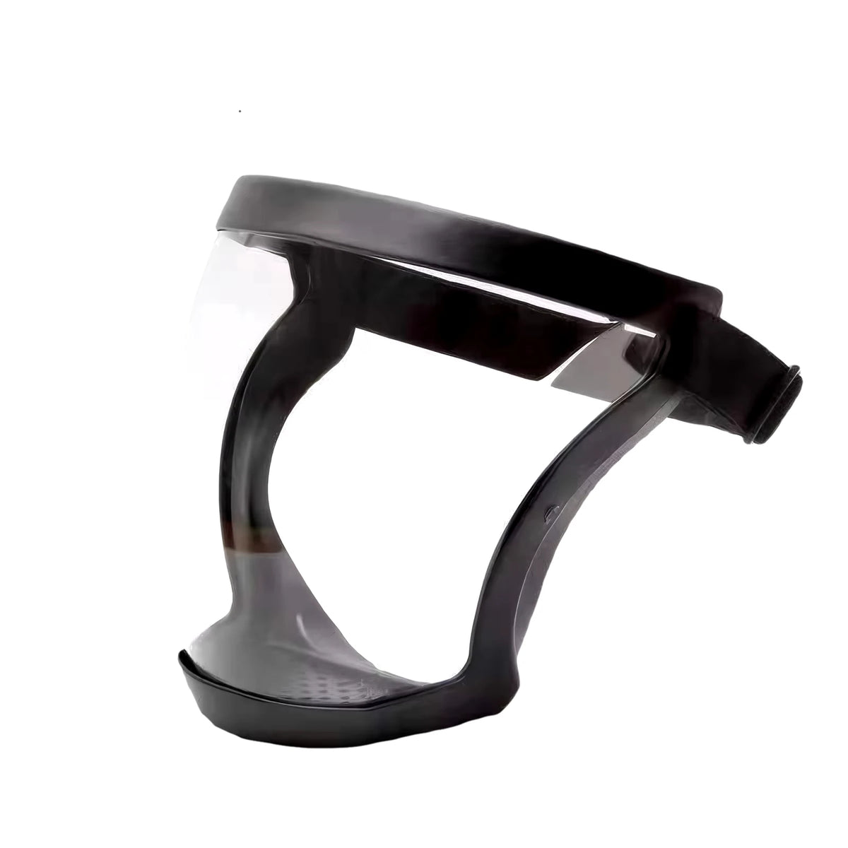 Full-face transparent protection mask with adjustable buckle by BackupMyFilesNow.com, heat-resistant reusable facial shield for safety.