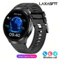 Black G.L Wear 2025 men's smartwatch with HD display, health tracking, Bluetooth calling, voice assistant, and sports features.